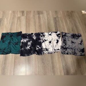 Tie-Dye Athletic Shorts Bundle in Black, White, Gray & Teal